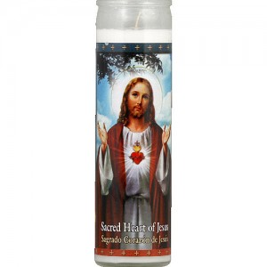 St. Jude Candle Company Sacred Heart of Jesus White Candle, (Pack of 12)   563299456